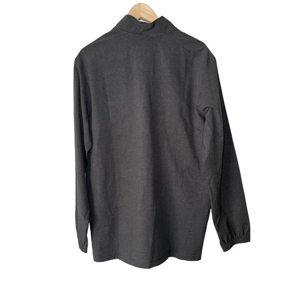 Adidas Golf Pullover Mens M Grey Stripe Quarter Zip Long Sleeve Stretch Pockets - Picture 4 of 4